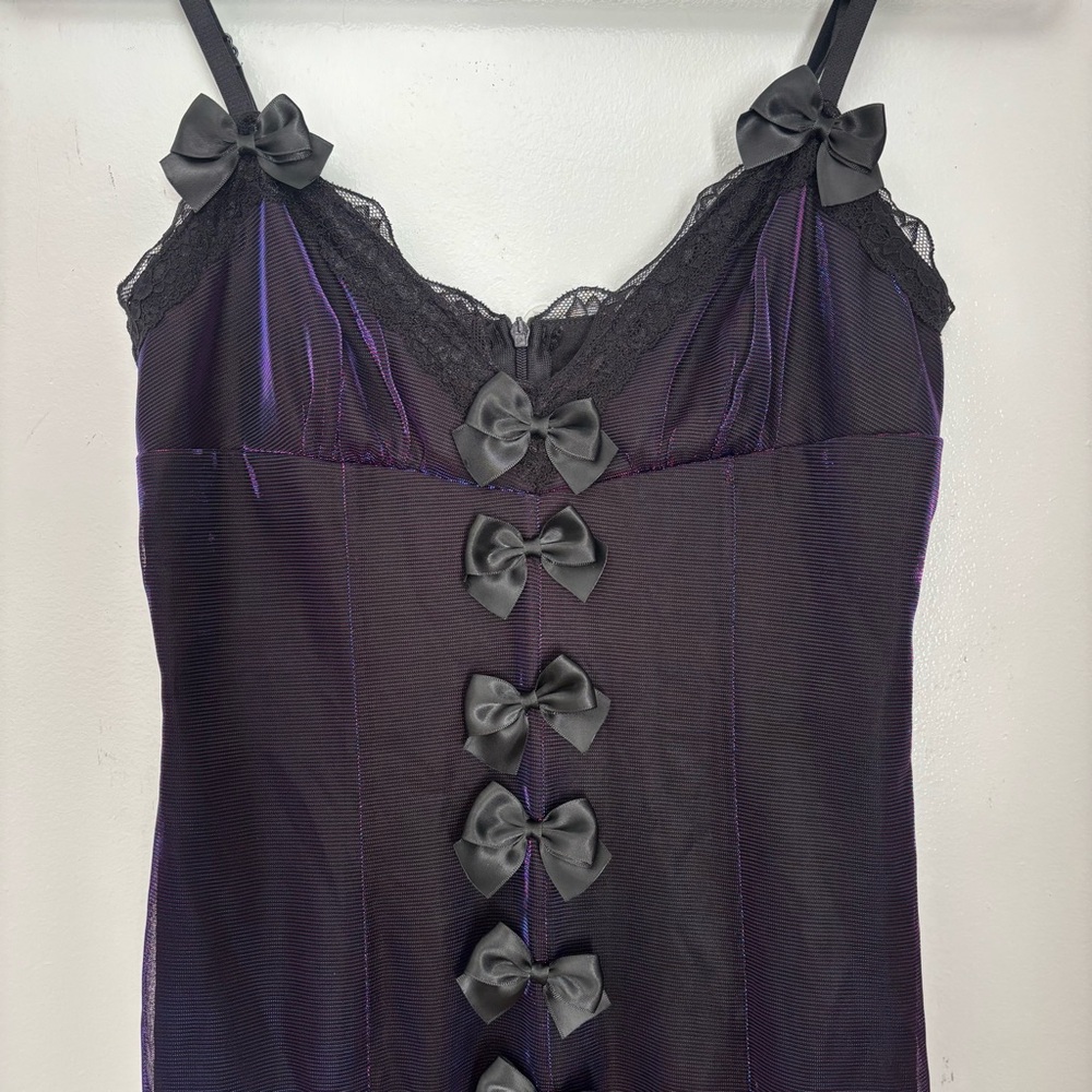 dELiA*s Purple Satin Dress with Black Lace